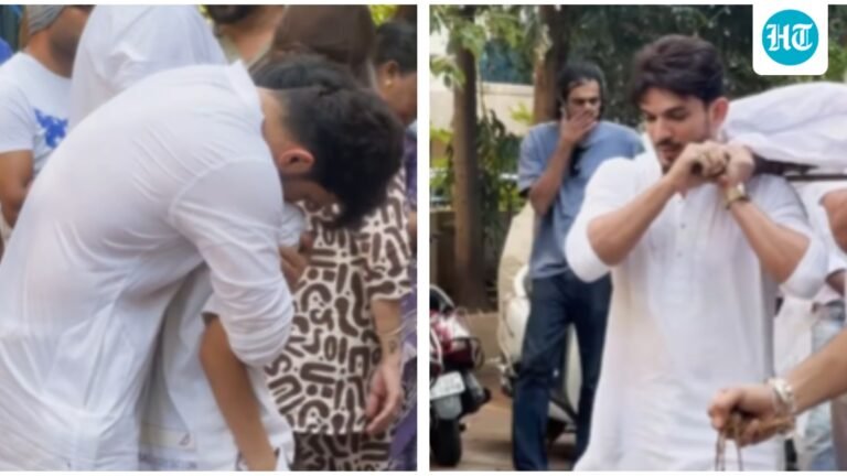 Arjun Bijlani breaks down at his father-in-law’s funeral, hugs his own son